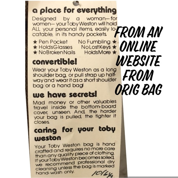 Vintage Toby Weston Convertible Bag-Cloth-Faux Woven Look Print-Tan/Beige - Picture 16 of 16
